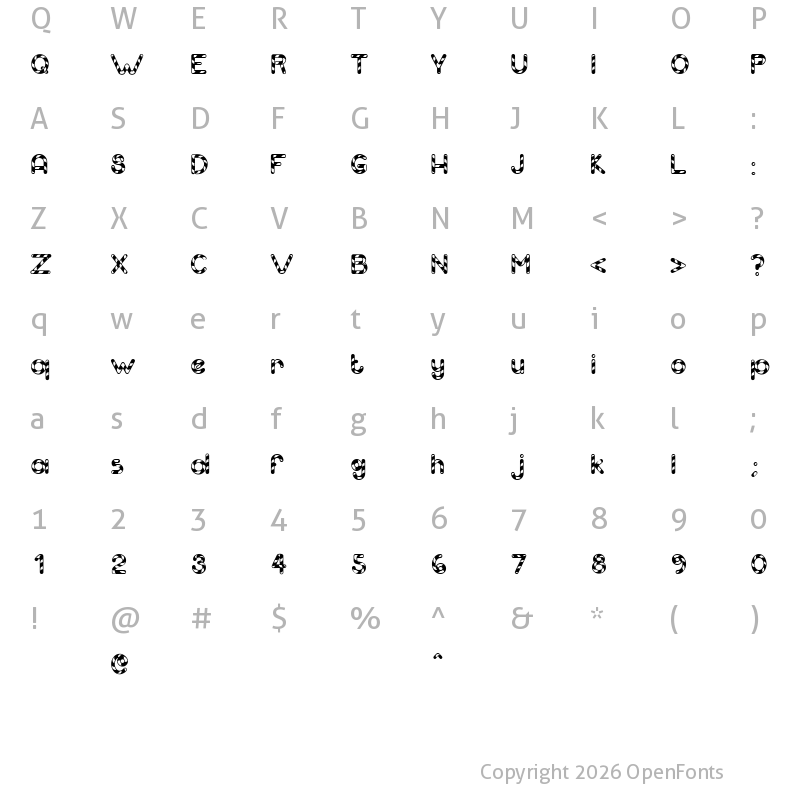 Character Map of Candy Cane (Unregistered) Regular