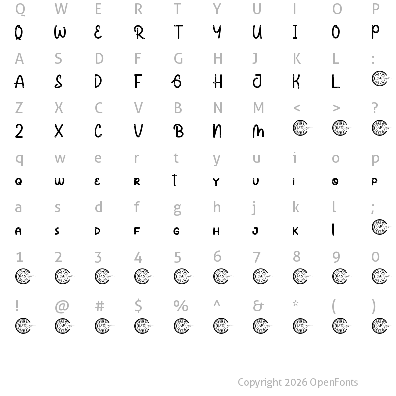 Character Map of Candy Gum Demo Regular