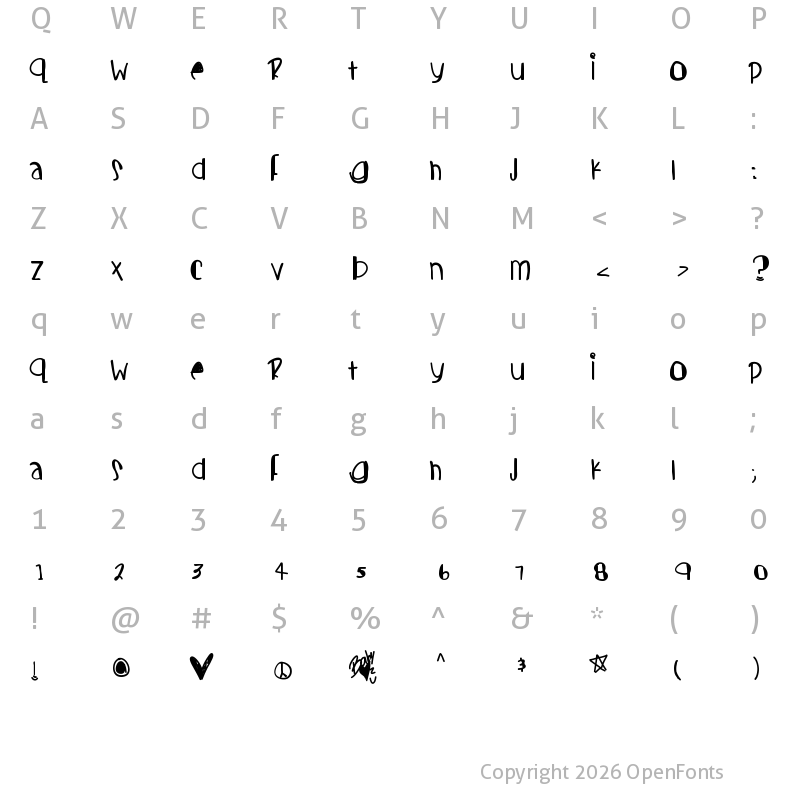Character Map of Candycutes Medium