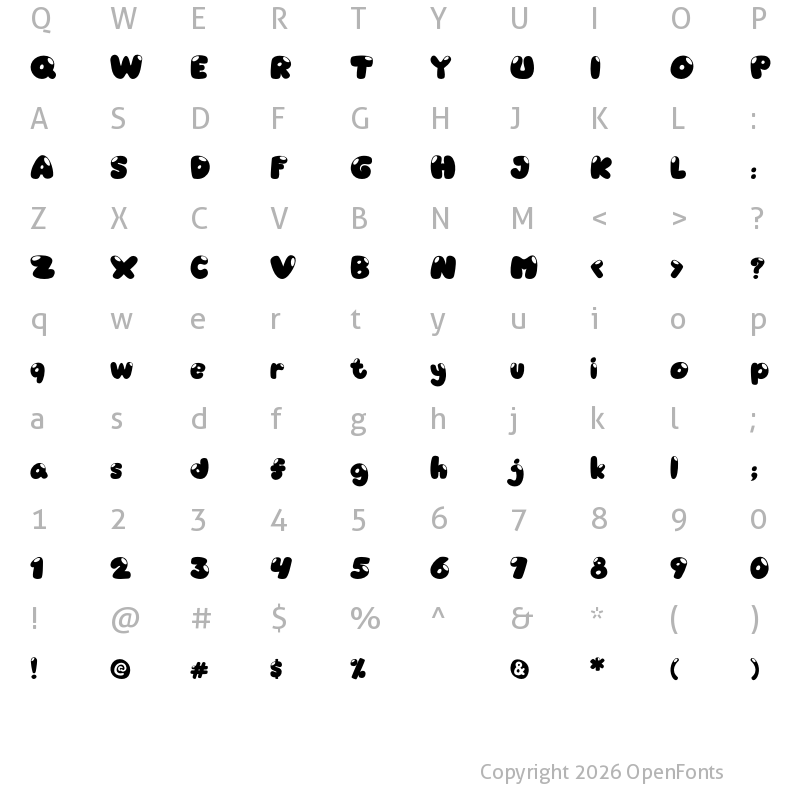 Character Map of Candyshop Regular