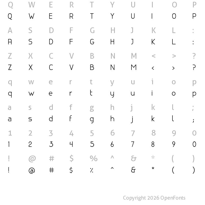 Character Map of canela Regular