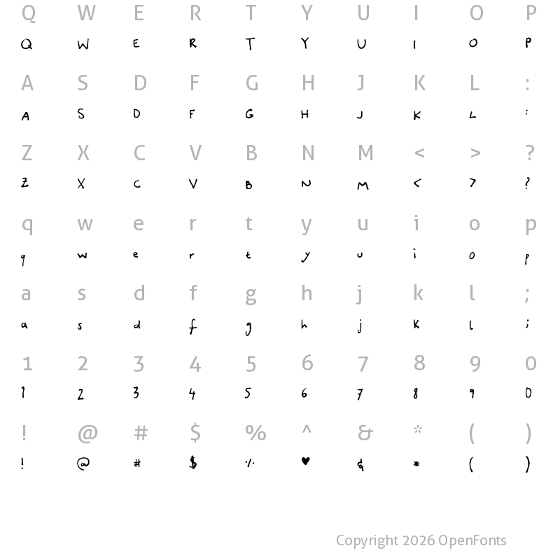 Character Map of Canidae Hand Medium