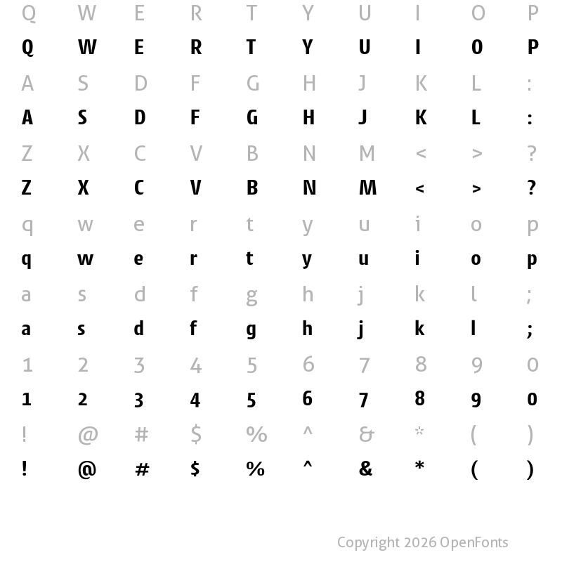 Character Map of Cantiga Bold