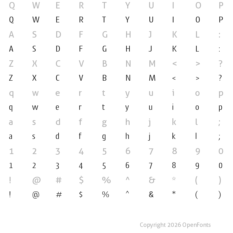 Character Map of Cantiga Light
