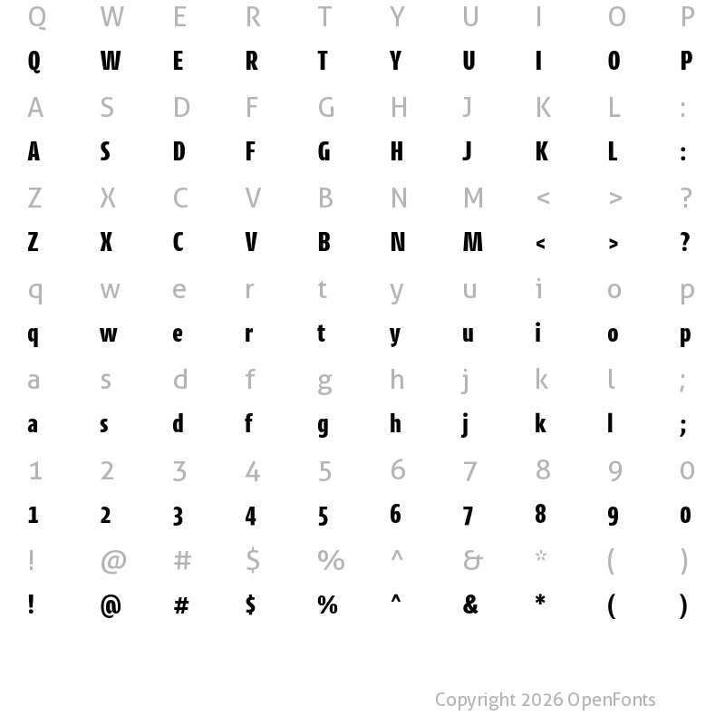 Character Map of CantigaCnd ExtraBold