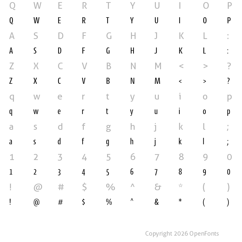 Character Map of CantigaCnd Regular