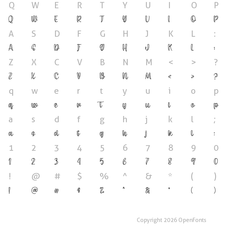 Character Map of Cantiqu Line Regular