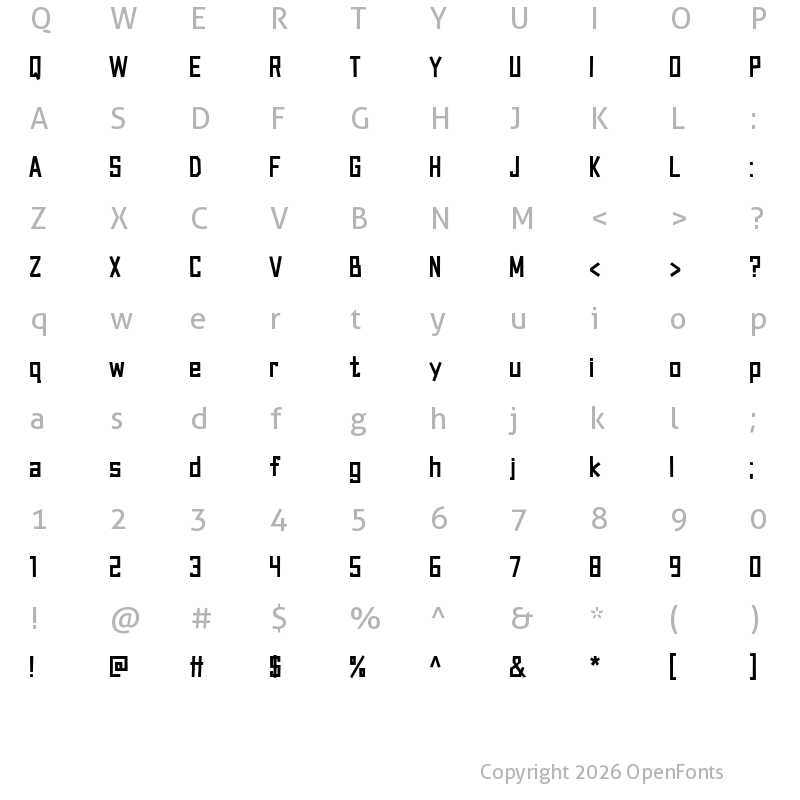 Character Map of Canvas Bags Regular