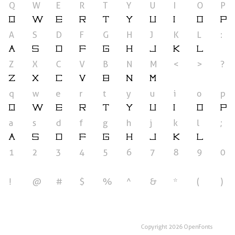Character Map of Capital regular Regular