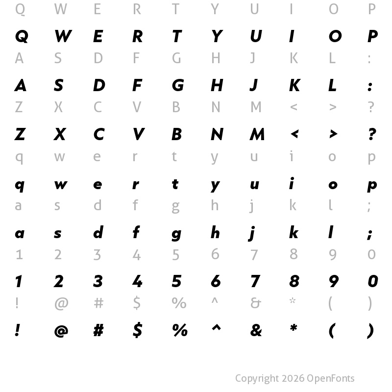 Character Map of Capitana Extrabold Italic