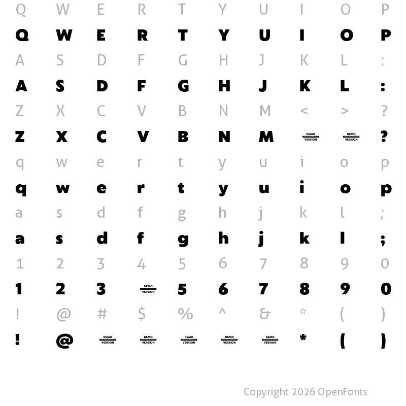 Character Map of Captura Heavy Demo