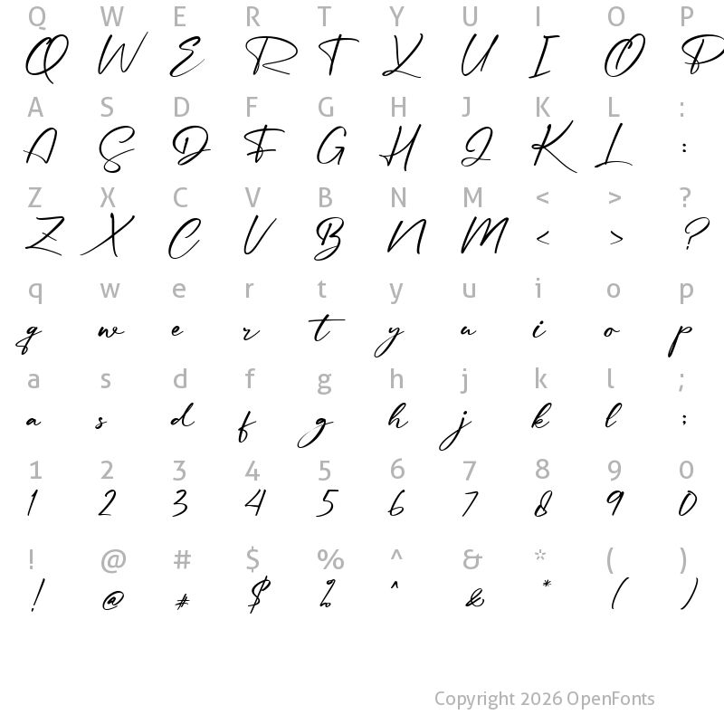 Character Map of Carabella Regular