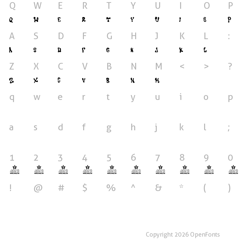 Character Map of CARAMELS PERSONAL USE Regular