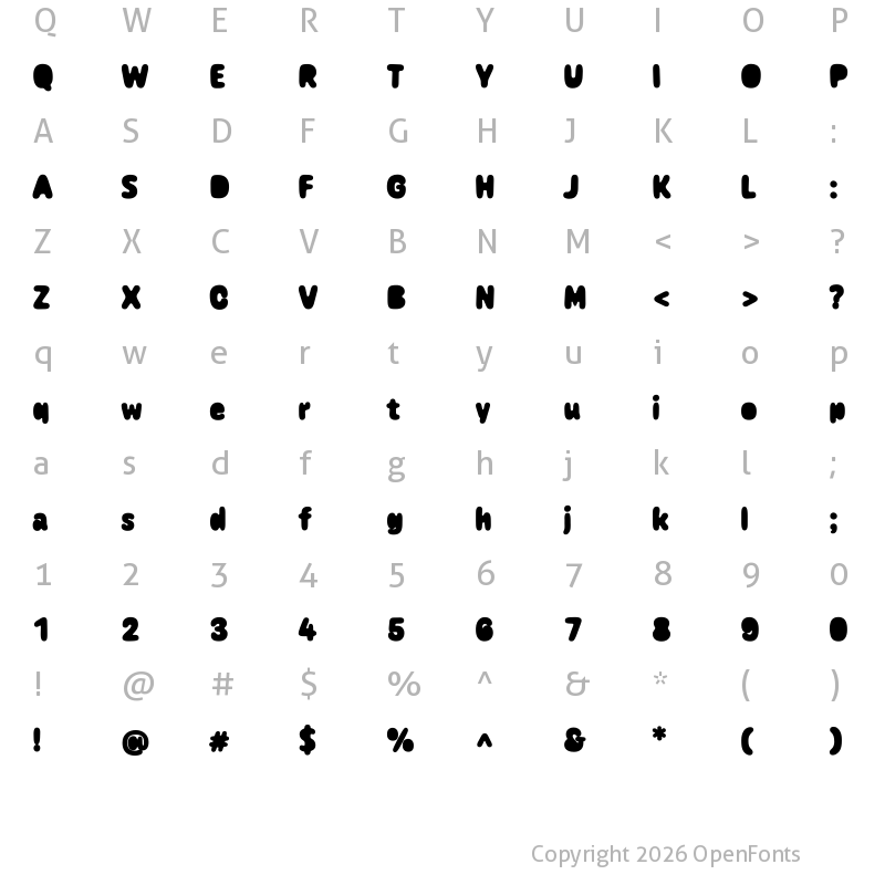 Character Map of Caraque XBold Melted