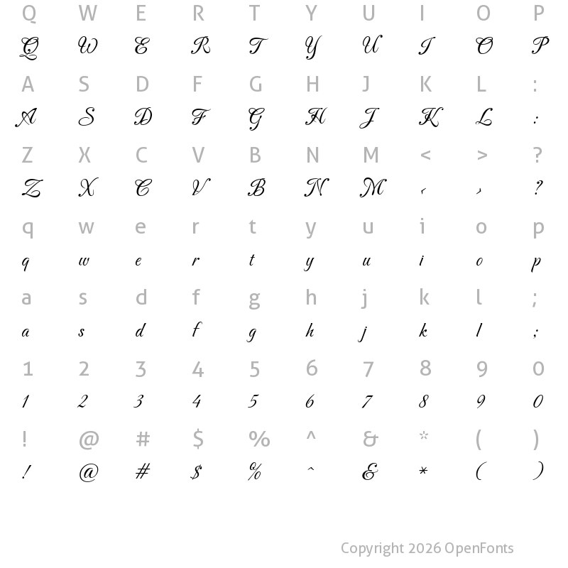 Character Map of Carattere Regular