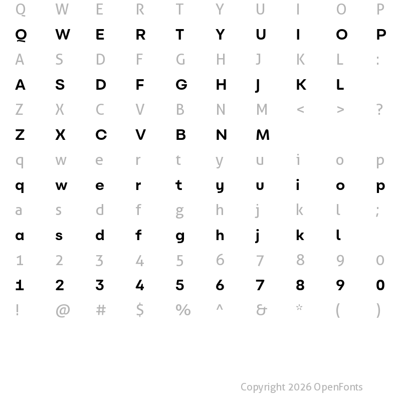 Character Map of Carbona Test Bold