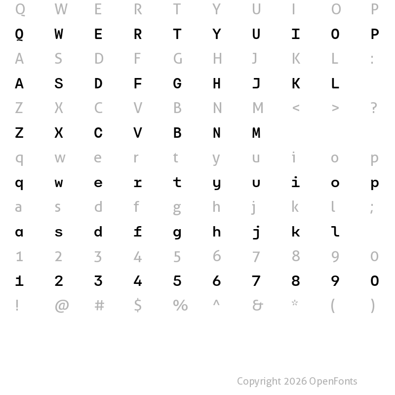 Character Map of Carbona Test Mono SemiBold