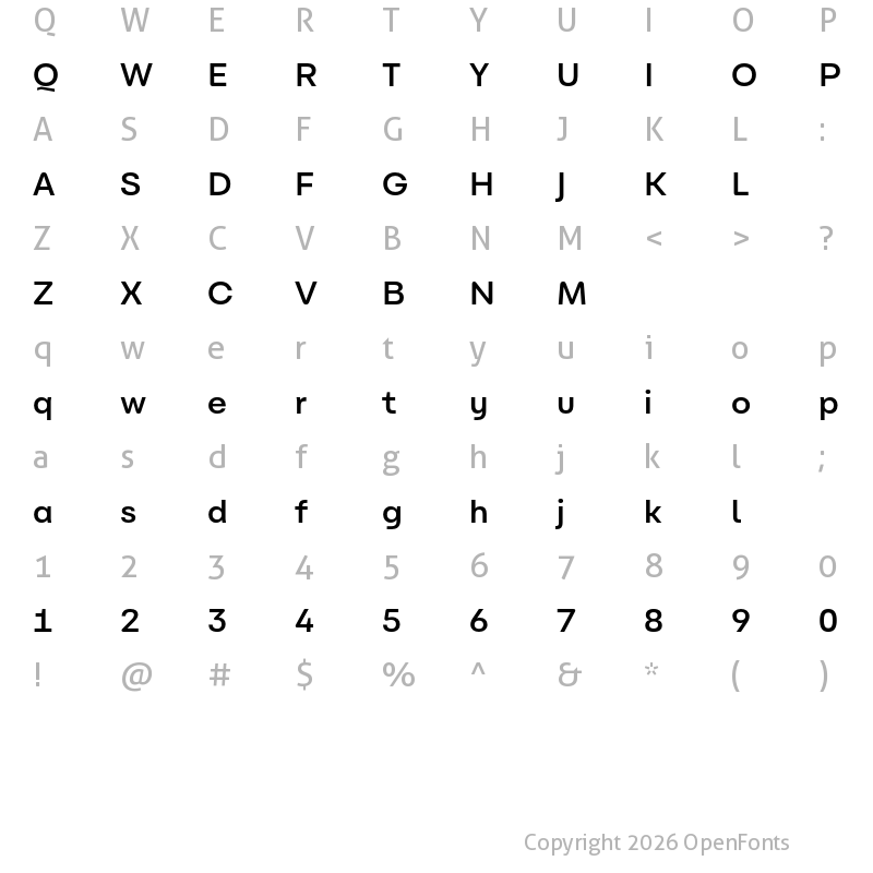 Character Map of Carbona Test SemiBold