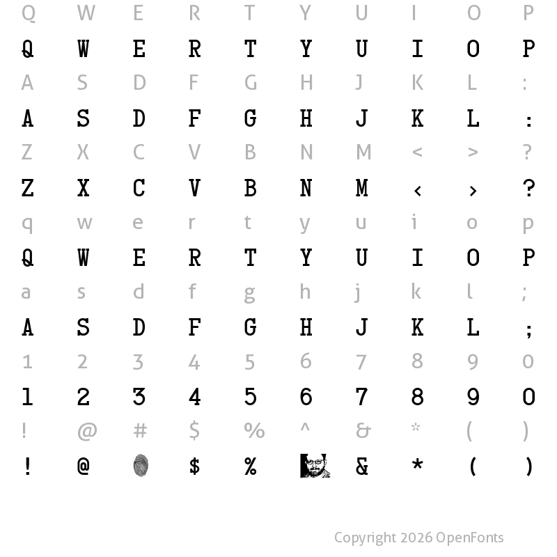 Character Map of Card Characters Regular