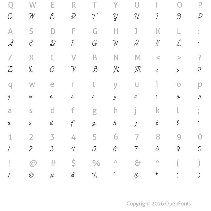 Character Map of Carimba Script Rough Regular