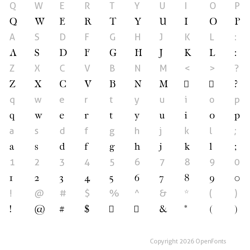 Character Map of Carita Regular