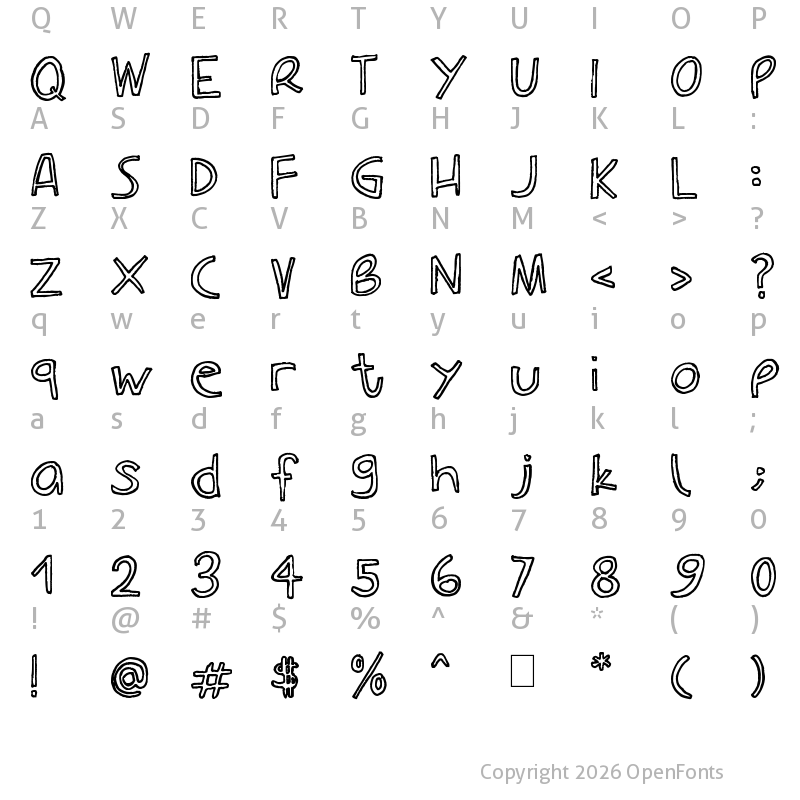 Character Map of Carla_outline Regular