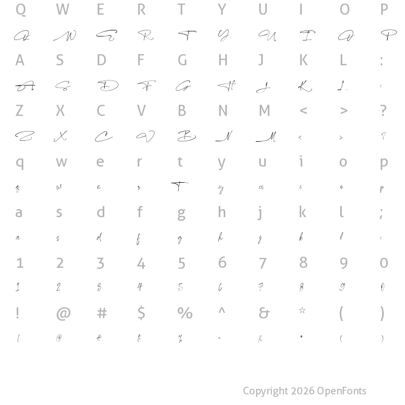 Character Map of Carlista Buttery Regular