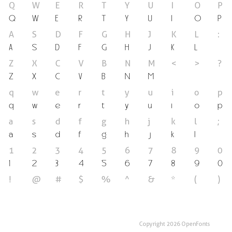 Character Map of Carltine Extra Light