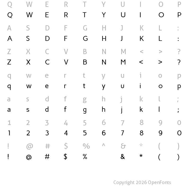 Character Map of Carme Regular