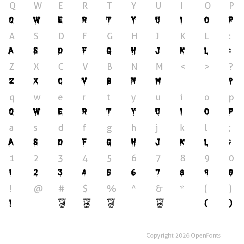 Character Map of Carnage 1974 Regular