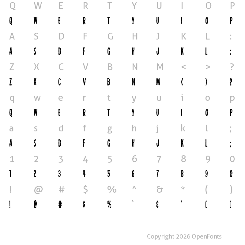 Character Map of Carnival Corpse Condensed Condensed