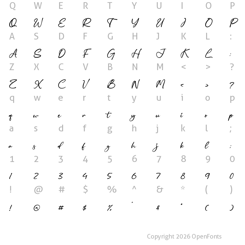 Character Map of Carolena Narashy Regular