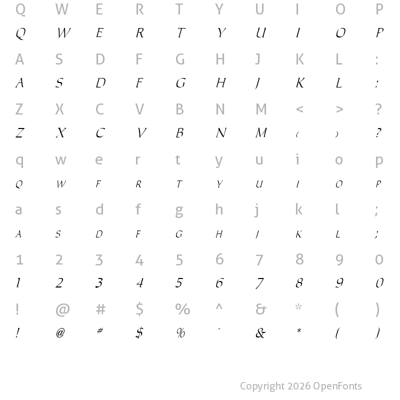 Character Map of Carolus Italic