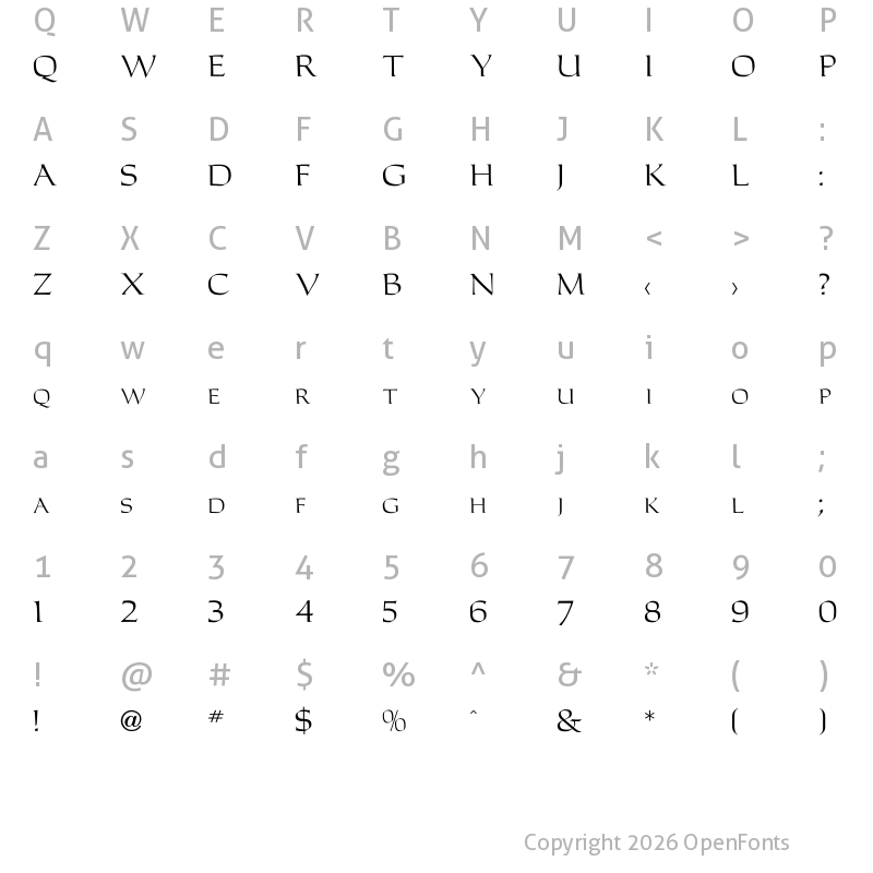 Character Map of CarolusRomanFont Regular