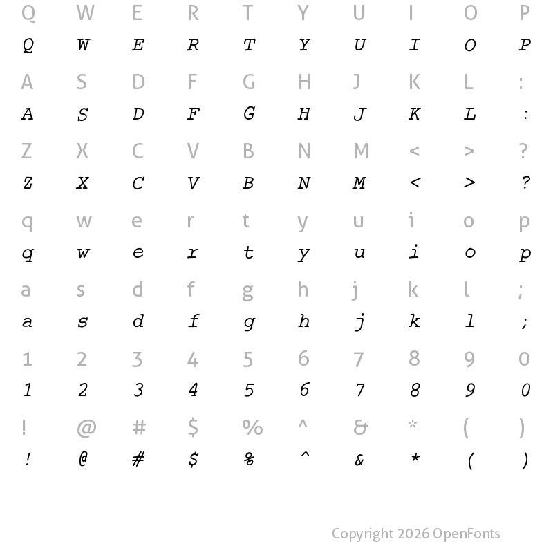 Character Map of CarrierHand Medium