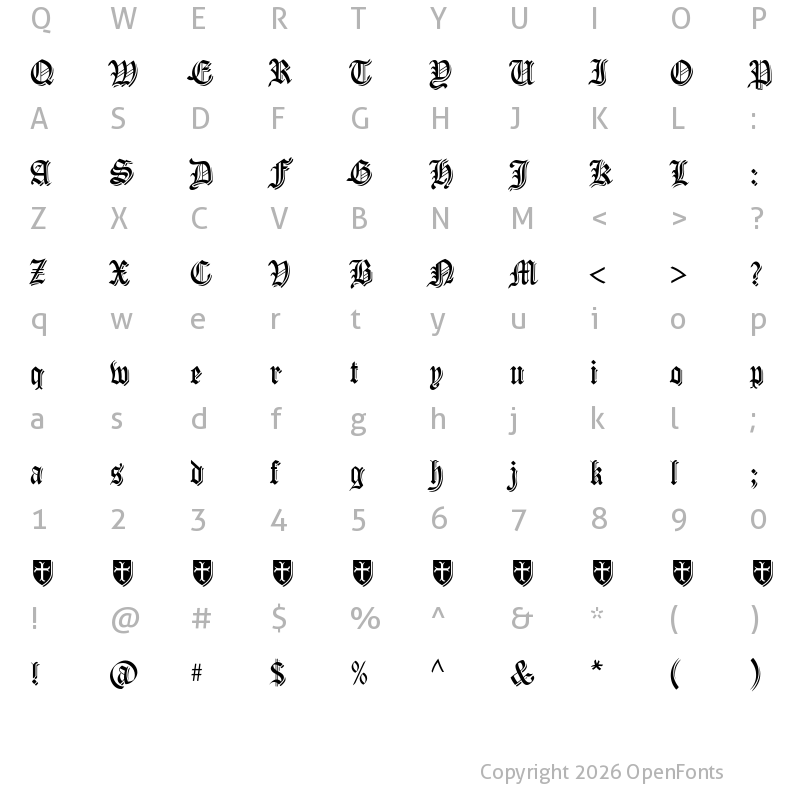 Character Map of Carta Magna Line FFP