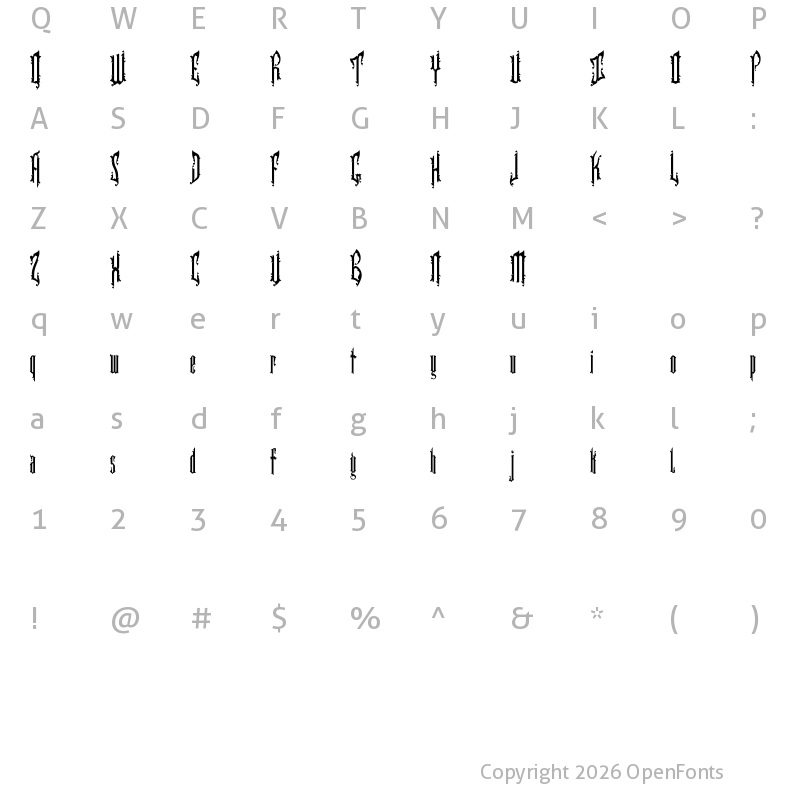 Character Map of Cartographer Regular