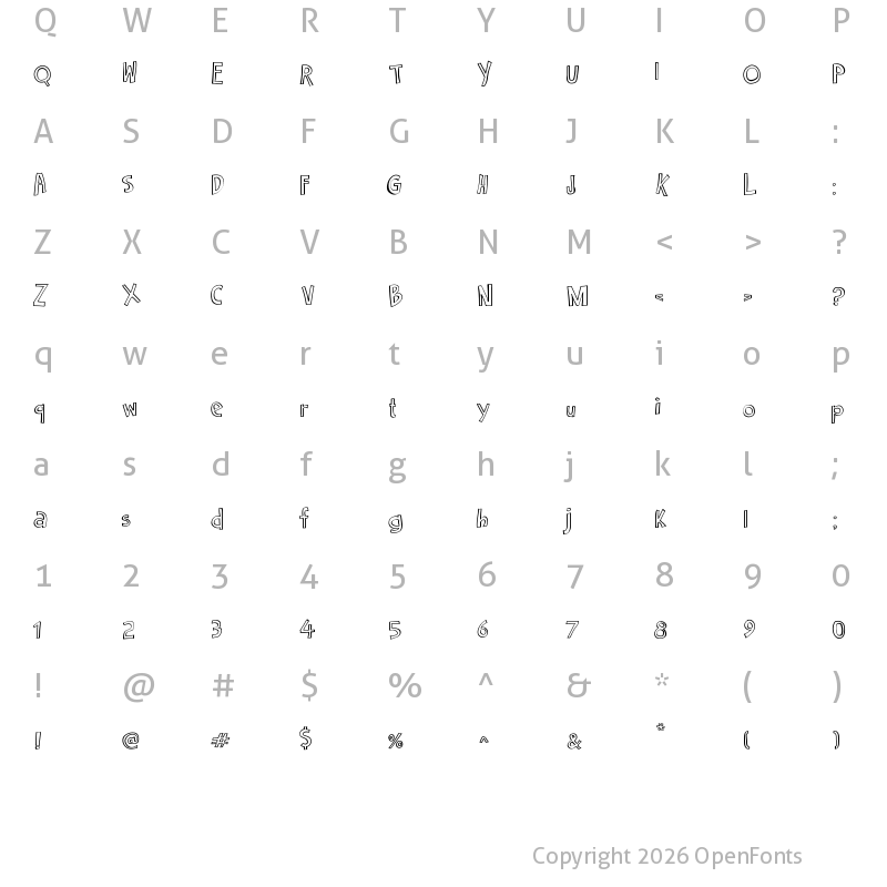 Character Map of Cartoon 2 Package Regular