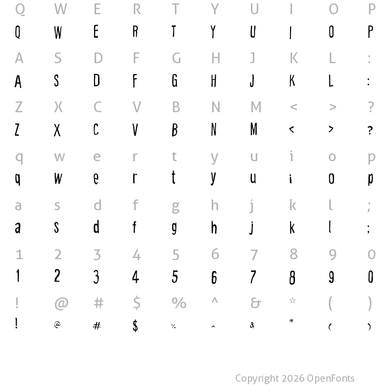Character Map of Cartoon East Regular