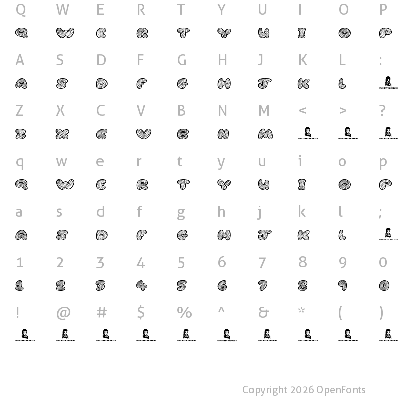Character Map of Cartoon Madness Regular