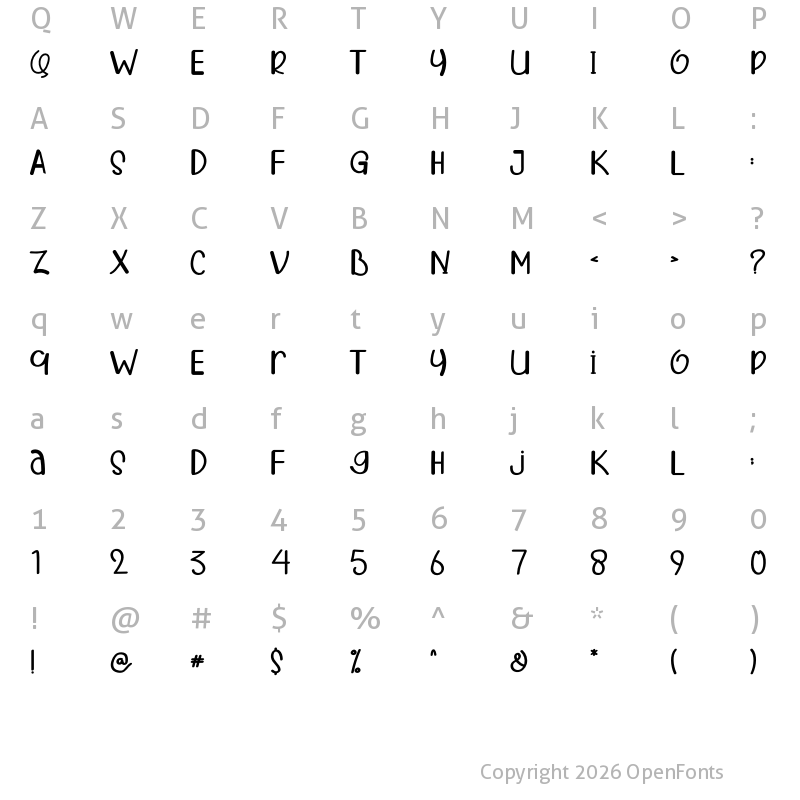 Character Map of CARTOON MOREEN Regular
