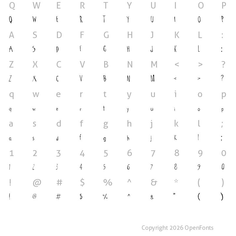 Character Map of Cartoon Tunes Flat Regular