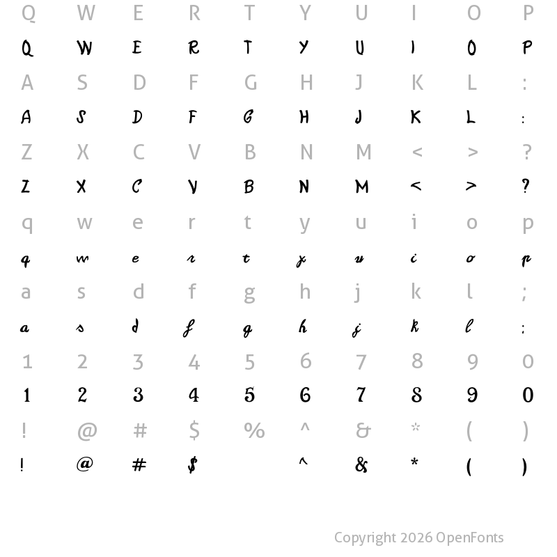 Character Map of Casablanca Regular