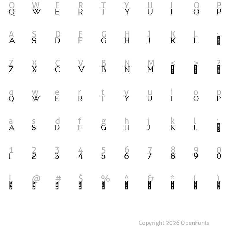 Character Map of Casca Riola Personal Use Regular