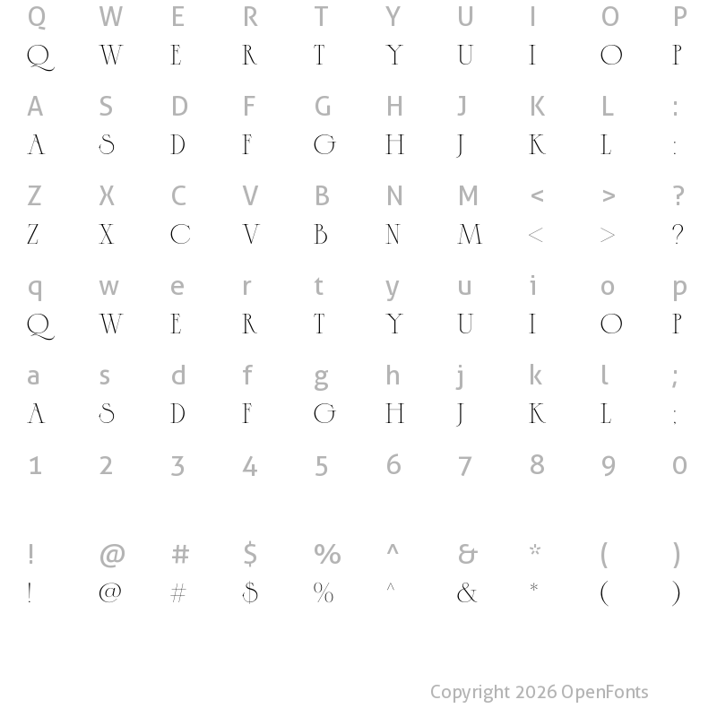 Character Map of Caseopia Regular