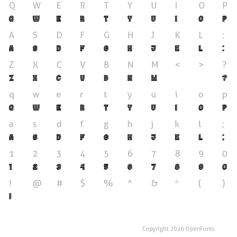 Character Map of Casino 3D Lines Marquee Regular