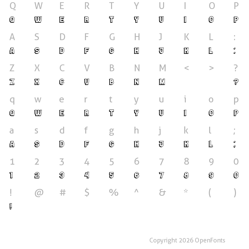 Character Map of Casino 3D Regular