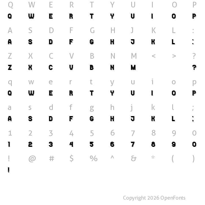 Character Map of Casino Flat Shadow Regular