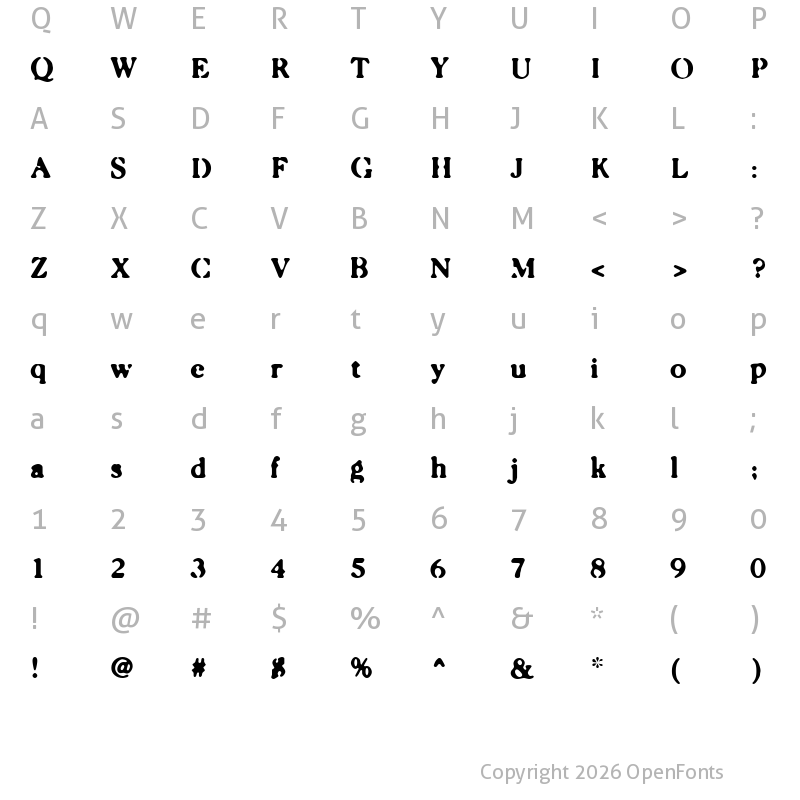 Character Map of Caslonostrate Regular