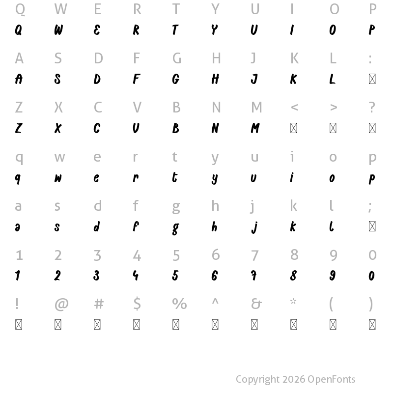 Character Map of Casper Marker Regular